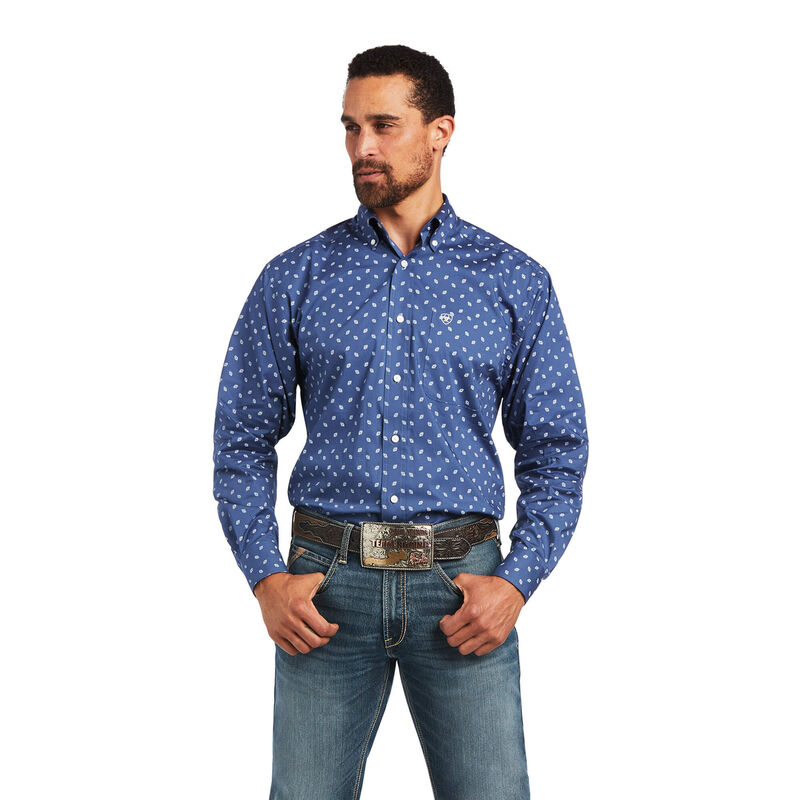 Camisas Ariat Brycen Stretch Classic Fit Azules Hombre - Chile 983-SUHONA